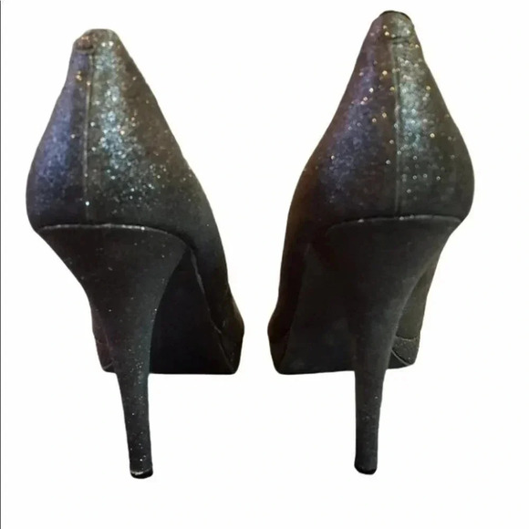 Steve Madden P-Kelly Black Glitter Peep‎ Toe heels NWOT - Picture 4 of 8